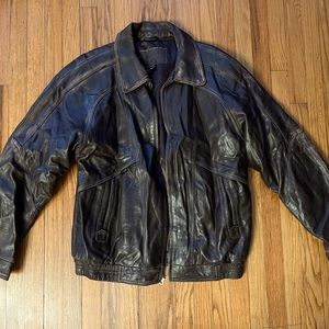 Vintage distressed leather bomber